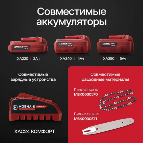 Пила аккумуляторная МОБИЛ К Комфорт 20В 4Ач, с акб и з/у, XCA25, фотография