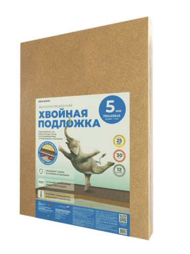 Звукоизоляционная хвойная подложка СОЛНЦЕ 790x590x5 мм, картинка