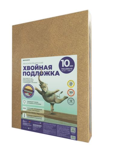 Звукоизоляционная хвойная подложка СОЛНЦЕ 790x590x10 мм, изображение