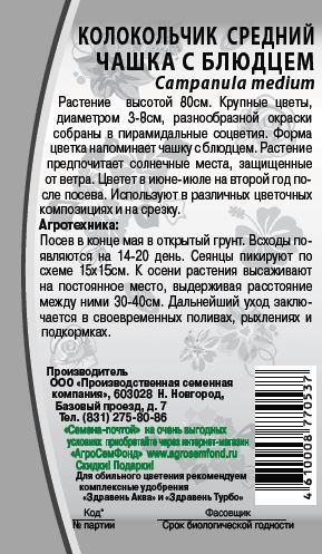Семена колокольчик чашка с блюдцем 0,2 г, крупный план