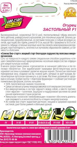 Семена ОГУРЕЦ ЗАСТОЛЬНЫЙ F1 БИО 0,25 ГР, изображение