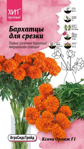 Семена Бархатцы Ксочи оранж АСТ 10 шт, изображение