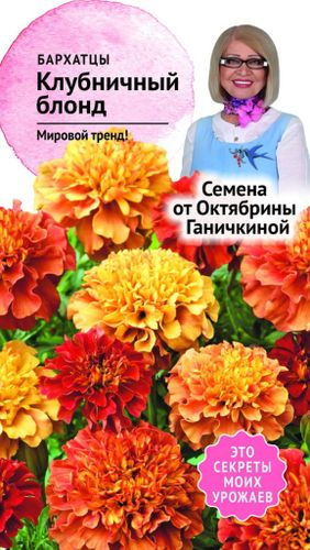 Семена Бархатца Октябрина Ганичкина Клубничный блонд 10 шт, фото