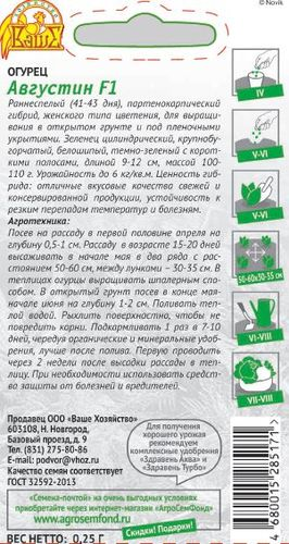Семена Огурца Августин F1 0,25 г, изображение