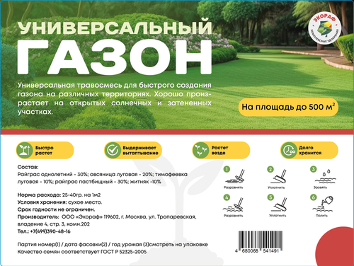 Семена газонной травы «Универсальный газон» 20кг, фотография