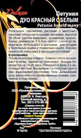 Семена петуния красный с белым 10 шт, крупный план