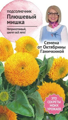 Семена Подсолнечника Октябрина Ганичкина Плюшевый мишка 0,5 г, изображение