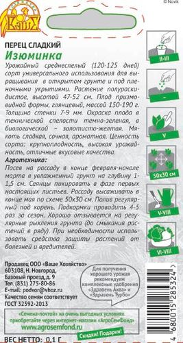 Семена Перца Изюминка 0,1 г, фотография