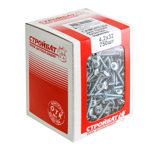 Саморезы Стройбат для тонк. пластин 4,2x32 оцинкованные 750 шт, картинка