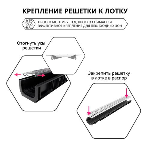 Решетка для водоотводного лотка Gidrolica Standart 1000x136 мм, изображение