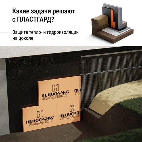 Профилированная мембрана ПЕНОПЛЭКС PLASTGUARD тип 400, 1x20 м, изображение
