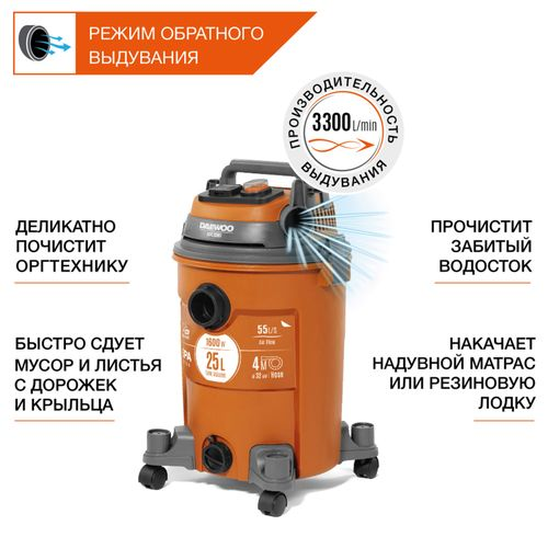Пылесос строительный DAEWOO DAVC 2516S, изображение
