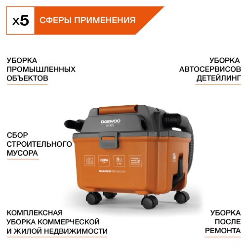 Пылесос аккумуляторный DAEWOO DAVC 1621Li SET с АКБ и З/У, фото