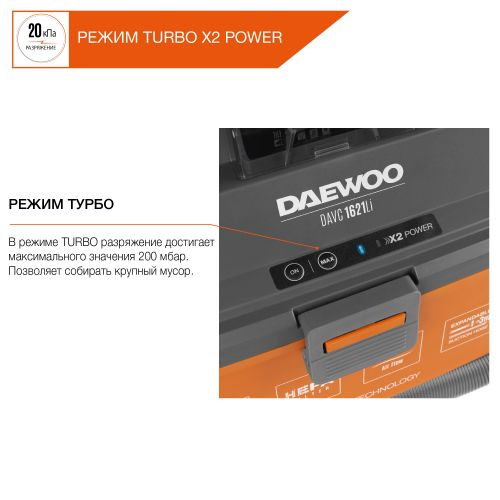 Пылесос аккумуляторный DAEWOO DAVC 1621Li SET с АКБ и З/У, изображение