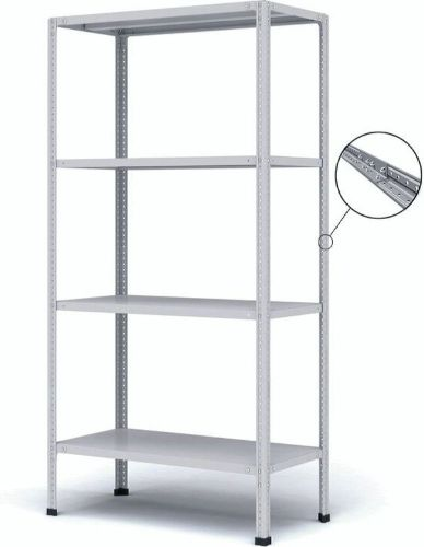 Металический стеллаж МС-500 244Р (191,5х100х40 см), 4 полки, цвет светло-серый, крупный план