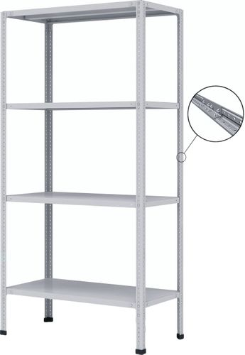 Металический стеллаж МС-500 254Р (191,5х100х50 см), 4 полки, цвет светло-серый, изображение