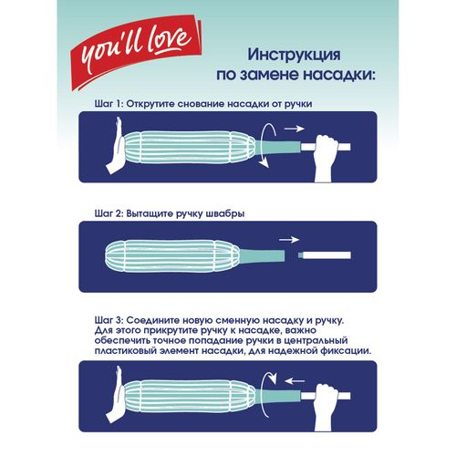 Насадка для швабры You'll love TWIST Class с механизмом отжима, зеленый, картинка