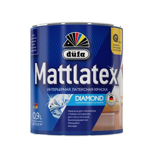 Краска DUFA mattlatex rd100 интерьерная латексная база 3 0,9л, крупный план
