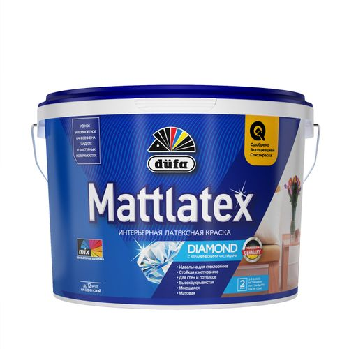 Краска DUFA mattlatex rd100 интерьерная латексная база 3 9л, картинка