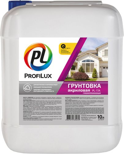 "Profilux" Грунт PL-17A акриловый для наруж. и внутр. работ 10л, крупный план