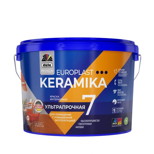 Краска DUFA PREMIUM EUROPLAST KERAMIKA 7  интерьерная ультрапрочная база 1 9л, фотография