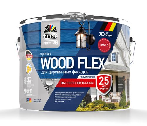 Краска высокоэластичная для деревянных фасадов база Dufa Premium ВД WOODFLEX 3 8,1л, изображение