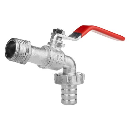 Кран шаровой MASTERPROF водоразборный со штуцером 1/2", цинк, крупный план