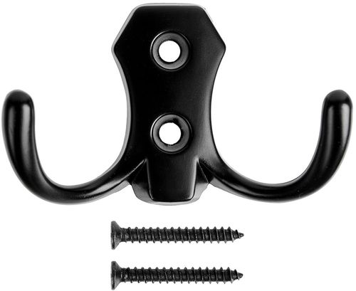 Мебельный крючок KERRON Hooks KR 0020 BL двухрожковый, матовый черный, фото
