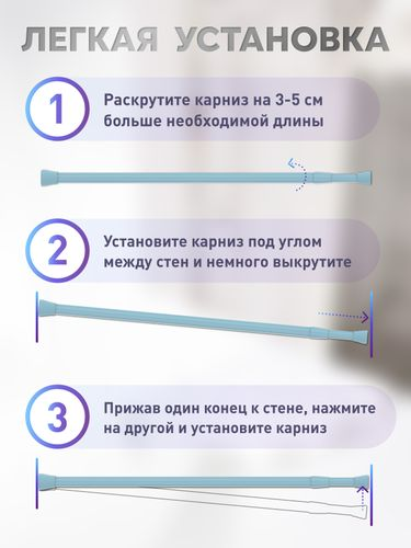 Карниз для ванной алюминиевый голубой 125-230см., картинка