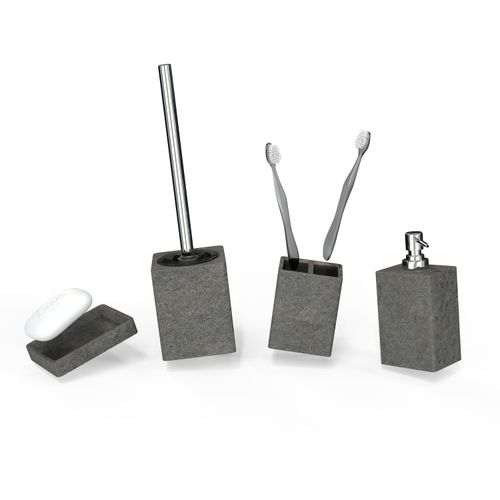 Дозатор для жидкого мыла настольный STONE BLACK полирезин, крупный план