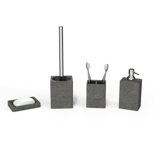 Дозатор для жидкого мыла настольный STONE BLACK полирезин, крупный план