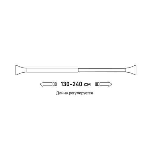 Карниз для ванной TOKITO 130-240 см, черный матовый TOK-240BLK, крупный план