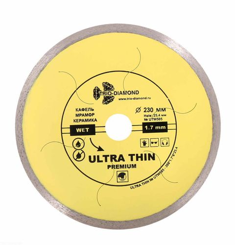 Диск алмазный отрезной TRIO-DIAMOND 230x25,4 Сплошной ультратонкий hot press UTW506, картинка