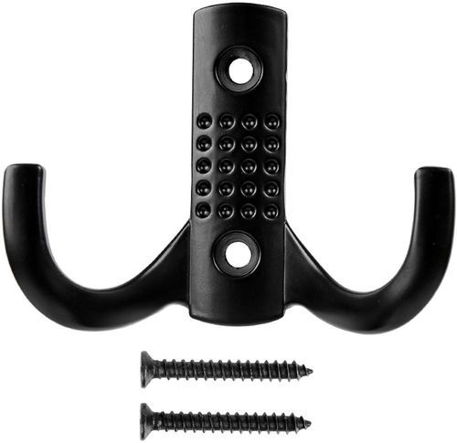 Мебельный крючок KERRON Hooks KR 0061 BL двухрожковый, матовый черный, картинка