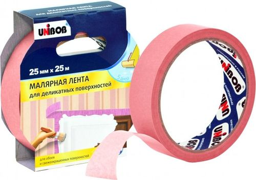 Лента малярная UNIBOB для деликатных поверхностей 25мм х 25м, фотография