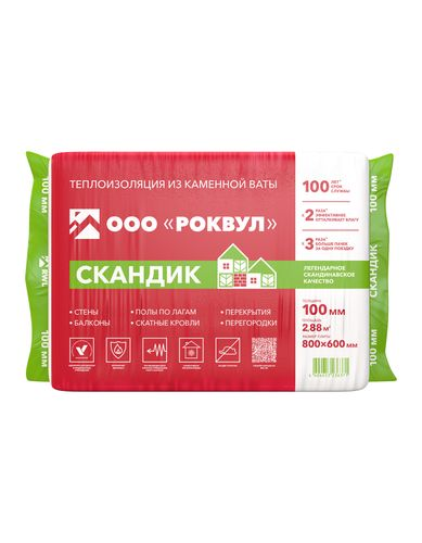 Утеплитель Роквул ЛАЙТ БАТТС СКАНДИК 100 мм 2,88 м², фотография