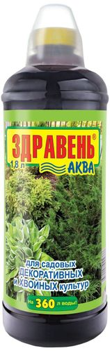 Удобрение комплексное Здравень-аква для садовых и хвойных 1,8 л, картинка