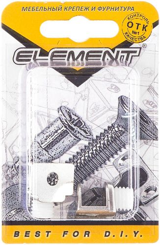 Стеклодержатель П-образный Element на шурупе никель 2 шт, детальное фото