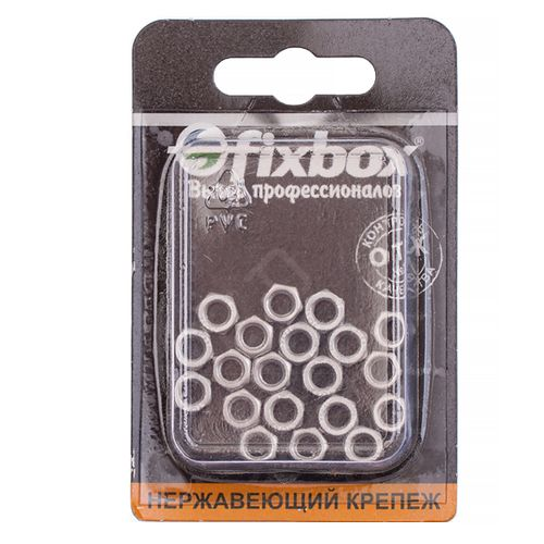 Гайка нержавеющий FixBox DIN 934 М 5 20 шт, крупный план