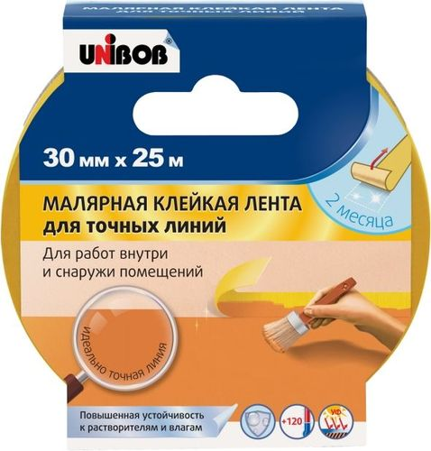 Лента малярная UNIBOB для точных линий 30мм х 25м, вид