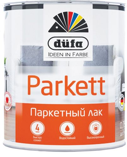 Лак Dufa PARKETT паркетный полуматовый 0,75л, крупный план