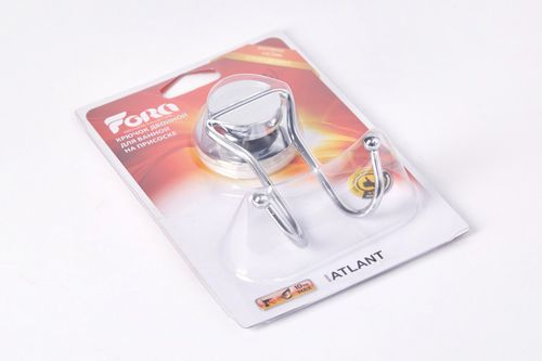 Крючок для банных полотенец ATLANT хром 200х135х50 мм, фотография