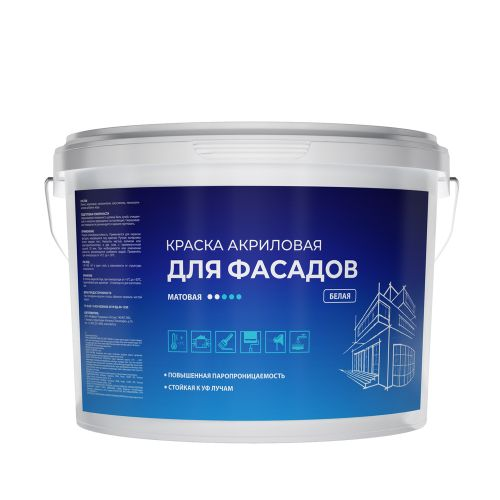 Краска акриловая для фасадов 10кг, вид
