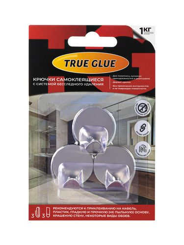 Крючки стальные TRUE GLUE самоклеящиеся круглые 3 шт, детальное фото