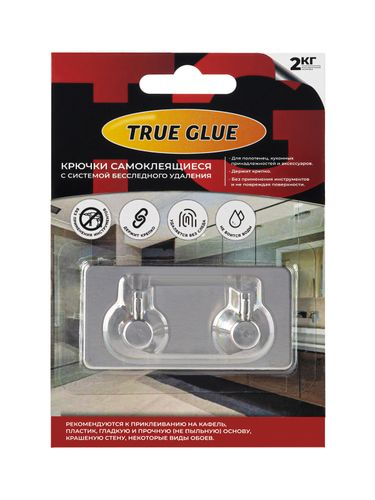 Крючок двойной стальной TRUE GLUE самоклеящийся прямоугольный 1 шт, фото