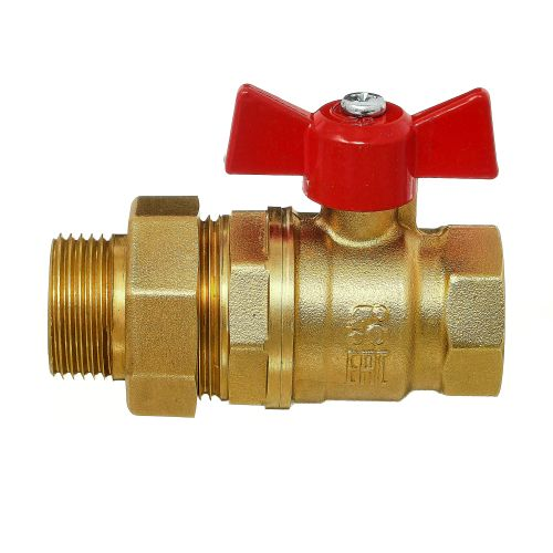 Кран шаровой с американкой БАЗ Standart 11Б27п1 ручка "бабочка" 1/2"-1/2" вн.-нар. DN15 PN40, фото