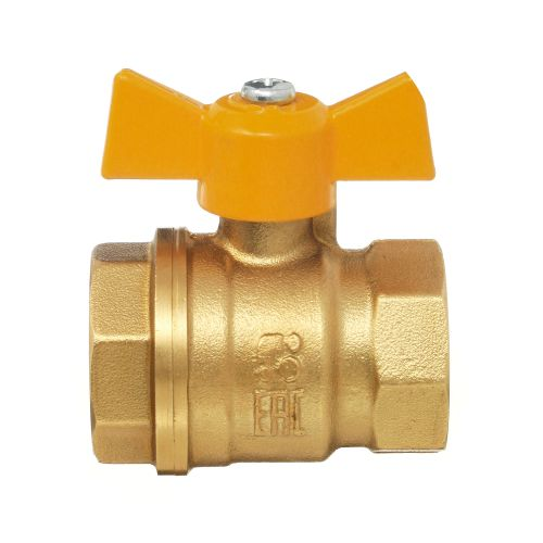 Кран шаровой БАЗ Standart 11Б27п для газа ручка "бабочка" 1/2"-1/2" вн.-вн. DN15 PN40, крупный план