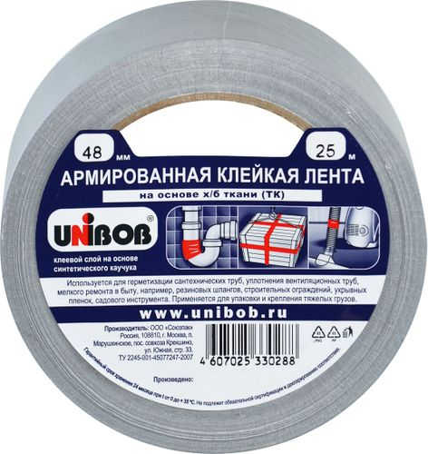 Лента клейкая UNIBOB, армированная 48мм х 25м, картинка