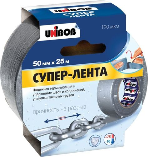 Лента клейкая UNIBOB, армированная  СУПЕР-ЛЕНТА 48мм х 25м, крупный план