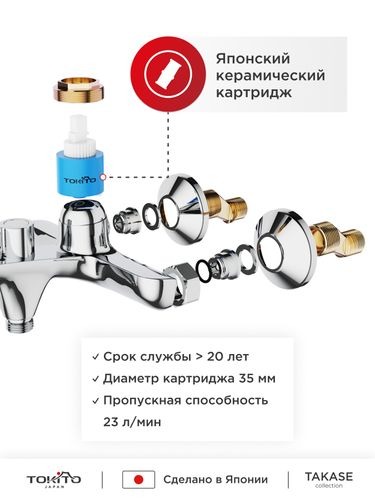 Смеситель для ванной TOKITO TAKASE, крупный план